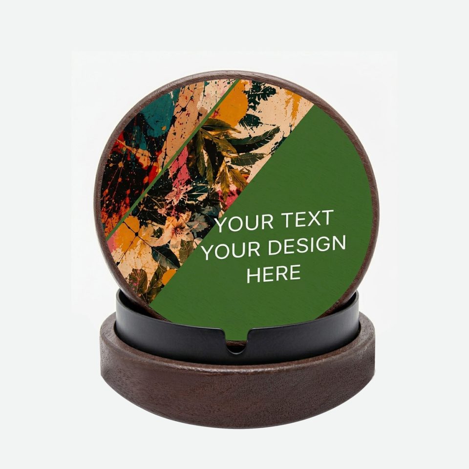 Custom Print Wooden Ashtray with Lid