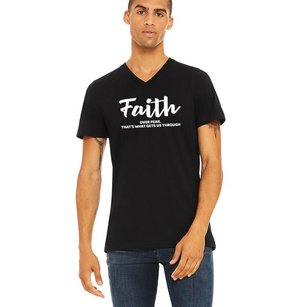 Faith Print Black V-Neck T-Shirt