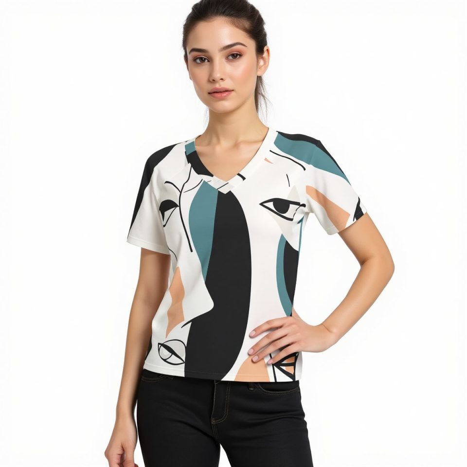 Graphic I V-Neck V-neck Tee Short Sleeve