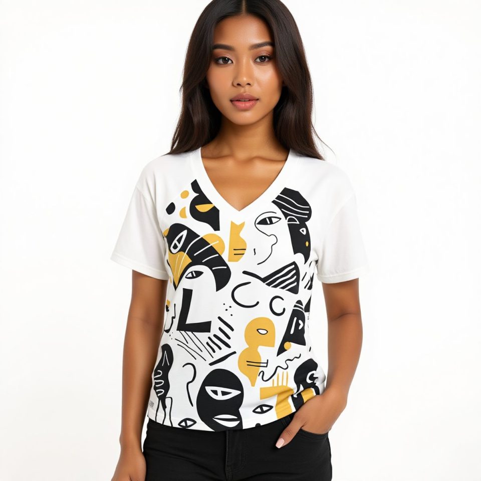 Facemark V-Neck Tee Short Sleeve