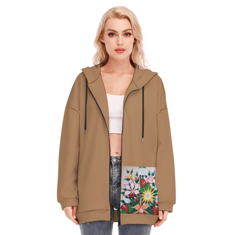 La Fleur Brown Long Hoodie Zip