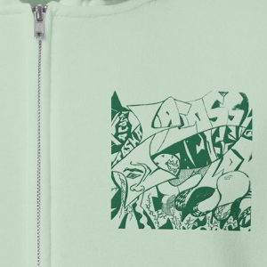 Lacoss Hoodie green closeup logo
