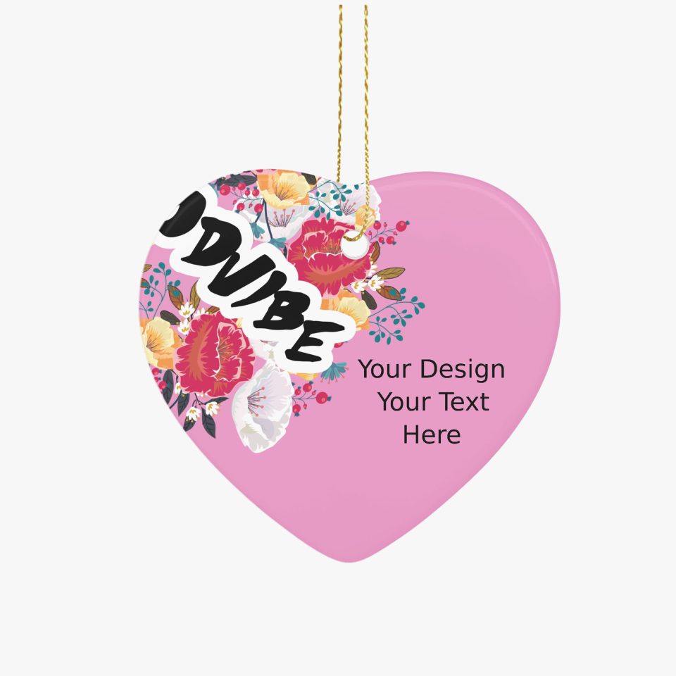 Custom Heart Ceramic Ornament Personalized