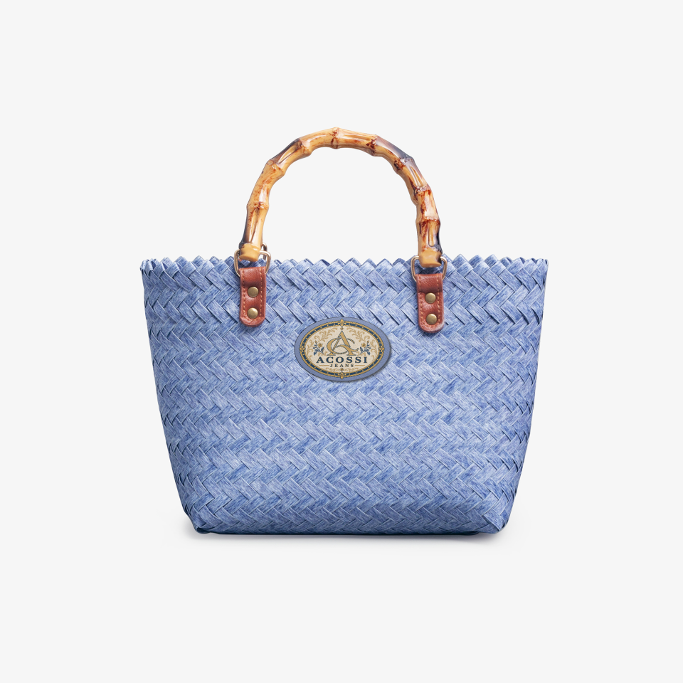 Acossi Blue Woven Basket Bag