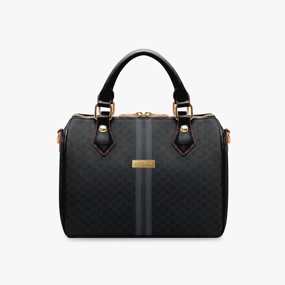AJ Boston Black Handbag with Zipper Strap