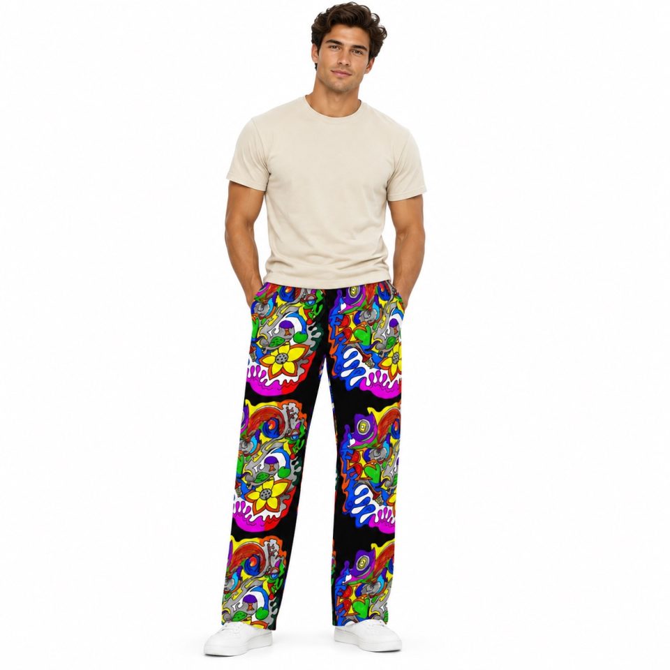Flam Art Night Wide Leg Sweatpant